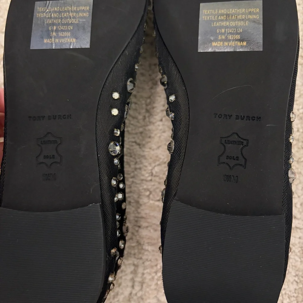 Tory burch black crystal mesh ballet flats NEW